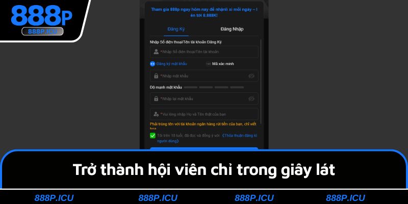 Trở thành hội viên chỉ trong giây lát