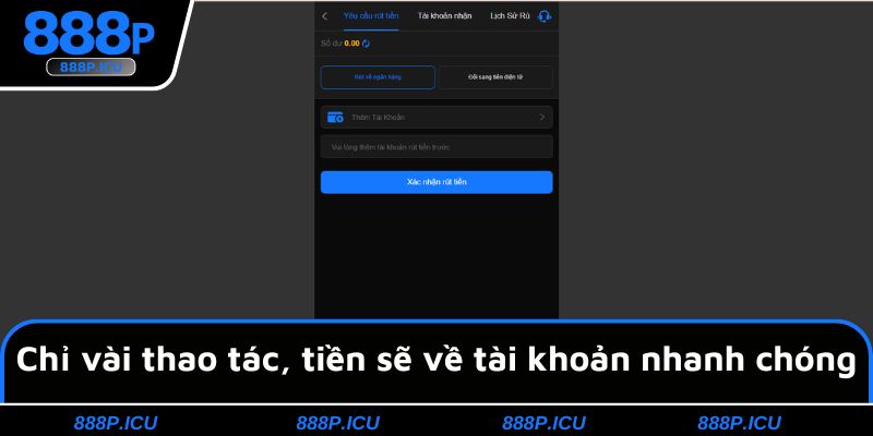 Chỉ vài thao tác, tiền sẽ về tài khoản nhanh chóng